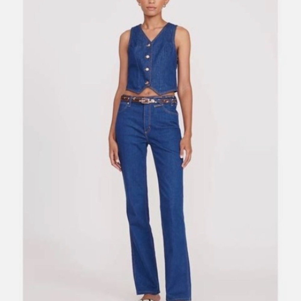 Wrangler x Staud Women’s  Dark Blue Straight Fit Jeans